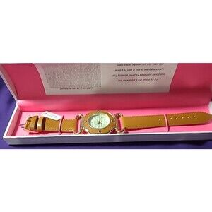 NIB Isaac Mizrahi Live Brown Thin leather band Wrist Watch